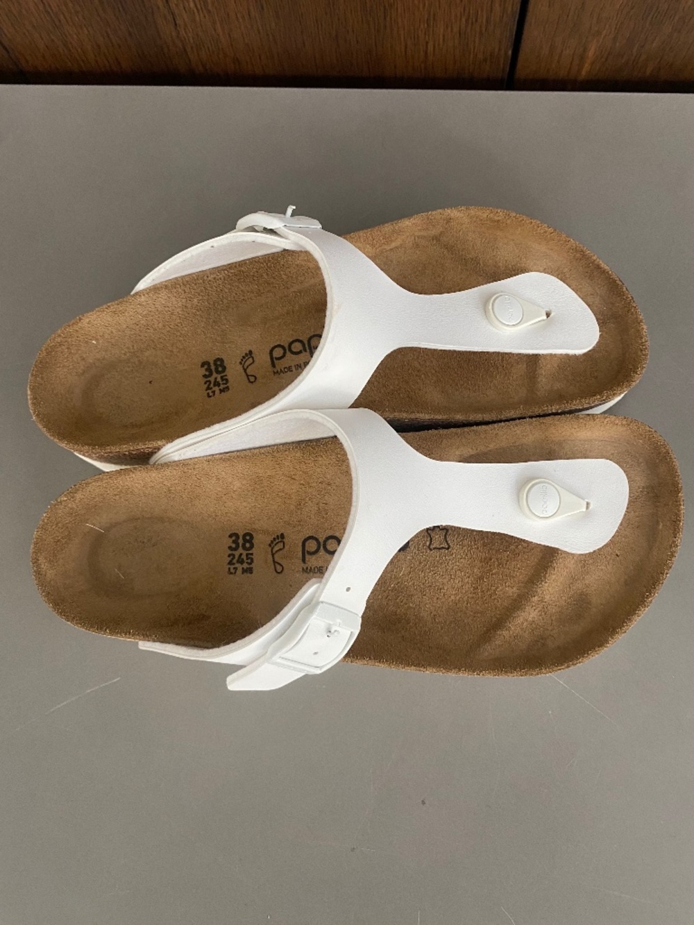 Like New White Papillio Gizeh PAP Flex Platform Birko-Flor Sandals SZ 7- 7.5/38